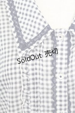 画像3: axes femme / ギンガムチェック半袖ブラウス  青チェック T-25-08-12-012-AX-BL-SA-ZI