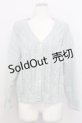 axes femme / 透かし柄ニットカーディガン  ミント T-25-08-12-015-AX-TO-SA-ZI