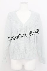 axes femme / 透かし柄ニットカーディガン  ミント T-25-08-12-015-AX-TO-SA-ZI