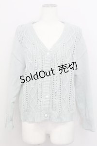axes femme / 透かし柄ニットカーディガン  ミント T-25-08-12-015-AX-TO-SA-ZI