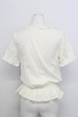 画像2: axes femme / 胸元刺繍編み上げトップス  アイボリー T-25-08-12-002-AX-TO-SA-ZT