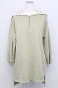 axes femme / ハーフジップパーカーチュニ  グリーンＸ白 T-25-08-12-017-AX-TO-SA-ZT