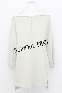 画像1: axes femme / ハーフジップパーカーチュニ  グリーンＸ白 T-25-08-12-017-AX-TO-SA-ZI