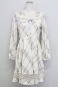 axes femme kawaii / チェックセーラー襟長袖ワンピース  アイボリーチェック T-25-08-12-020-AX-OP-SA-ZT