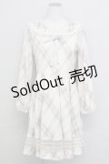 axes femme kawaii / チェックセーラー襟長袖ワンピース  アイボリーチェック T-25-08-12-020-AX-OP-SA-ZI