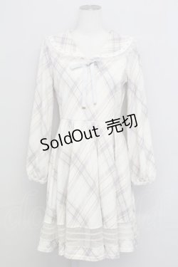 画像1: axes femme kawaii / チェックセーラー襟長袖ワンピース  アイボリーチェック T-25-08-12-020-AX-OP-SA-ZI