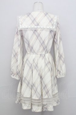 画像2: axes femme kawaii / チェックセーラー襟長袖ワンピース  アイボリーチェック T-25-08-12-020-AX-OP-SA-ZT