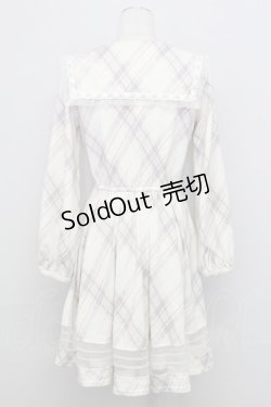 画像2: axes femme kawaii / チェックセーラー襟長袖ワンピース  アイボリーチェック T-25-08-12-020-AX-OP-SA-ZI