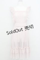 axes femme kawaii / ドットチュールエプロン  ピンク T-25-08-12-021-AX-OP-SA-ZI