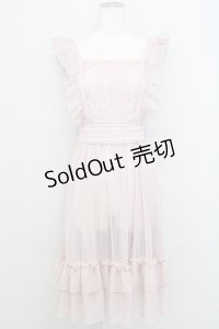 axes femme kawaii / ドットチュールエプロン  ピンク T-25-08-12-021-AX-OP-SA-ZI
