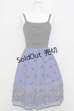 画像1: Emily Temple cute / フロッキートランプノースリーブワンピース  黒Ｘ青 T-25-08-16-026-ET-OP-SA-ZI