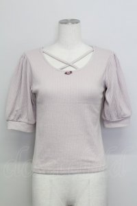 Ank Rouge / ミニローズ半袖ニットトップス  ピンク T-25-08-16-004-CA-TO-SA-ZT