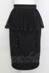 E hyphen world gallery / チュールガータータイトスカート  黒 T-25-08-16-038-LO-SK-SA-ZT