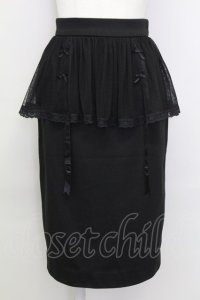 E hyphen world gallery / チュールガータータイトスカート  黒 T-25-08-16-038-LO-SK-SA-ZT