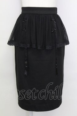 画像1: E hyphen world gallery / チュールガータータイトスカート  黒 T-25-08-16-038-LO-SK-SA-ZT