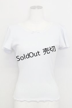画像1: mon lily / レースリボン半袖トップス  サックス T-25-08-16-007-LO-TO-SA-ZI