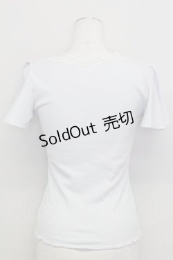 画像2: mon lily / レースリボン半袖トップス  サックス T-25-08-16-007-LO-TO-SA-ZI