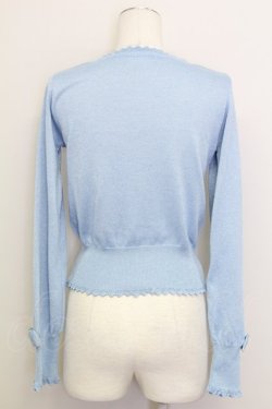 画像2: Shirley Temple / ST刺繍ラメニットカーディガン 154〜162CM サックスラメ T-25-08-16-009-ET-TO-SA-ZT