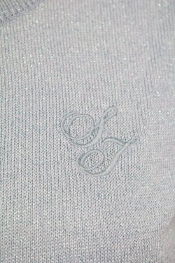 画像4: Shirley Temple / ST刺繍ラメニットカーディガン 154〜162CM サックスラメ T-25-08-16-009-ET-TO-SA-ZT