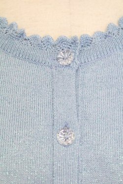 画像5: Shirley Temple / ST刺繍ラメニットカーディガン 154〜162CM サックスラメ T-25-08-16-009-ET-TO-SA-ZT