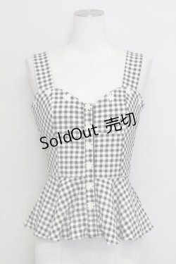 画像1: Katie / マーガレットレースギンガムチェックビスチェ  黒X白チェック T-25-08-16-010-LO-TO-SA-ZI