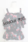 Ank Rouge / いちごオフショルブラウス  黒Ｘ赤 T-25-08-16-011-CA-BL-SA-ZT