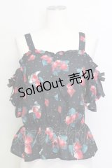 Ank Rouge / いちごオフショルブラウス  黒Ｘ赤 T-25-08-16-011-CA-BL-SA-ZT