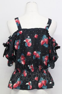 画像2: Ank Rouge / いちごオフショルブラウス  黒Ｘ赤 T-25-08-16-011-CA-BL-SA-ZT