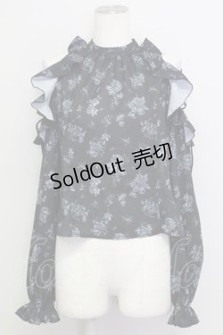 画像1: EATME / フリルリボンオープンショルダーブラウス F 黒 T-25-08-16-012-LO-BL-SA-ZI