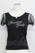 Ank Rouge / reaming Babyチュール袖カットソー  黒Ｘ白 T-25-08-16-014-CA-TO-SA-ZT