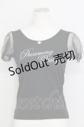 Ank Rouge / reaming Babyチュール袖カットソー  黒Ｘ白 T-25-08-16-014-CA-TO-SA-ZI