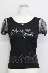 Ank Rouge / reaming Babyチュール袖カットソー  黒Ｘ白 T-25-08-16-014-CA-TO-SA-ZT