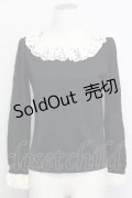 Leur Getter / レース襟カットソー  黒Ｘアイボリー T-25-08-16-017-LU-TO-SA-ZI