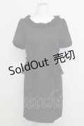 E hyphen world gallery / チュールガーターデザイン半袖ワンピース  黒 T-25-08-16-019-LO-OP-SA-ZI