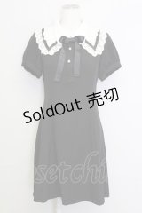 axes femme POETIQUE / レース襟半袖ワンピース  黒Ｘアイボリー T-25-08-16-020-AX-OP-SA-ZI