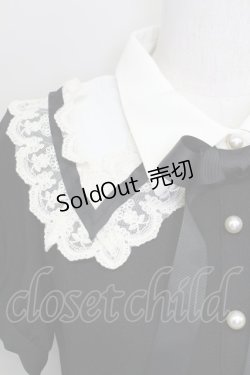 画像3: axes femme POETIQUE / レース襟半袖ワンピース  黒Ｘアイボリー T-25-08-16-020-AX-OP-SA-ZI