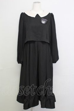 画像1: m petit by misako / サンリオキャラクターズコラボ クロミワッペン付きワンピース M 黒Ｘアイボリー T-25-08-16-021-LO-OP-SA-ZT