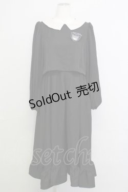 画像1: m petit by misako / サンリオキャラクターズコラボ クロミワッペン付きワンピース M 黒Ｘアイボリー T-25-08-16-021-LO-OP-SA-ZI