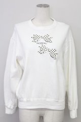 INGEBORG / ドットリボン&ロゴトレーナー  白 T-25-08-21-001-LO-TO-SA-ZT