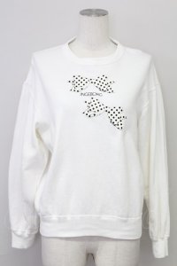 INGEBORG / ドットリボン&ロゴトレーナー  白 T-25-08-21-001-LO-TO-SA-ZT
