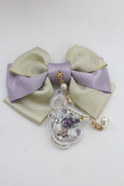 画像1: Enchantlic Enchantilly / すみれの茶器リボンブローチ  ラベンダーＸゴールド T-25-08-21-024-LO-AC-SA-ZT