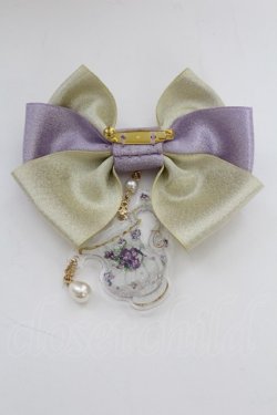 画像2: Enchantlic Enchantilly / すみれの茶器リボンブローチ  ラベンダーＸゴールド T-25-08-21-024-LO-AC-SA-ZT