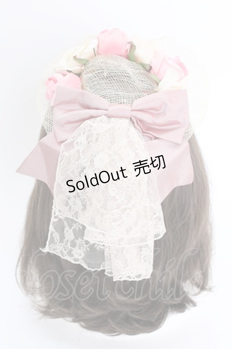 画像1: metamorphose / ローズミニ麦わらハット  生成りＸピンク T-25-08-21-032-ME-AC-SA-ZT639 (1)