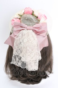 画像1: metamorphose / ローズミニ麦わらハット  生成りＸピンク T-25-08-21-032-ME-AC-SA-ZT