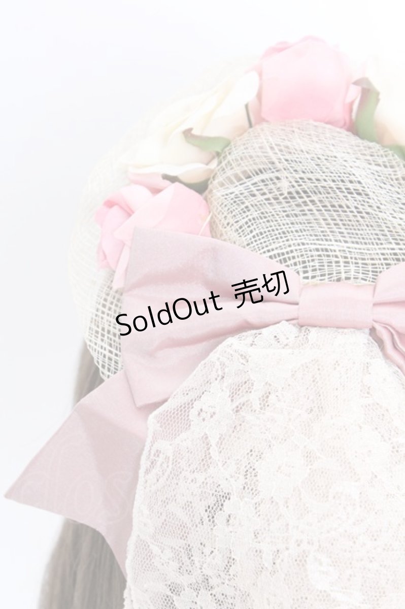 画像2: metamorphose / ローズミニ麦わらハット  生成りＸピンク T-25-08-21-032-ME-AC-SA-ZT639 (2)