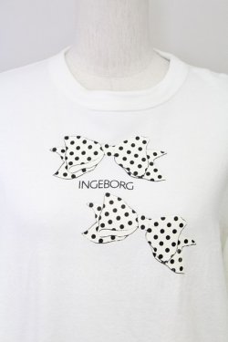 画像3: INGEBORG / ドットリボン&ロゴトレーナー  白 T-25-08-21-001-LO-TO-SA-ZI