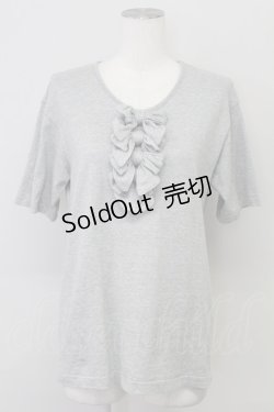 画像1: INGEBORG / 4つリボン半袖カットソー  グレー T-25-08-21-007-LO-TO-SA-ZT210