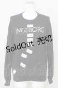 INGEBORG / ロゴ&ワッペントレーナー  黒 T-25-08-21-009-LO-TO-SA-ZT