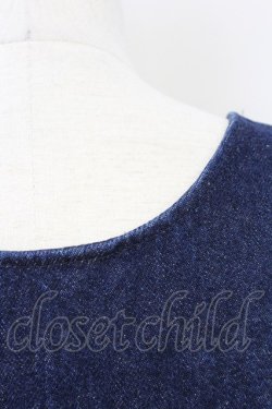画像3: KANEKO ISAO / 裾ロゴ刺繍デニムジャンパースカート  青デニム T-25-08-21-012-EL-OP-SA-ZI