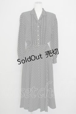 画像1: INGEBORG / ドット長袖ワンピース  黒Ｘアイボリー T-25-08-24-024-LO-OP-SA-ZI